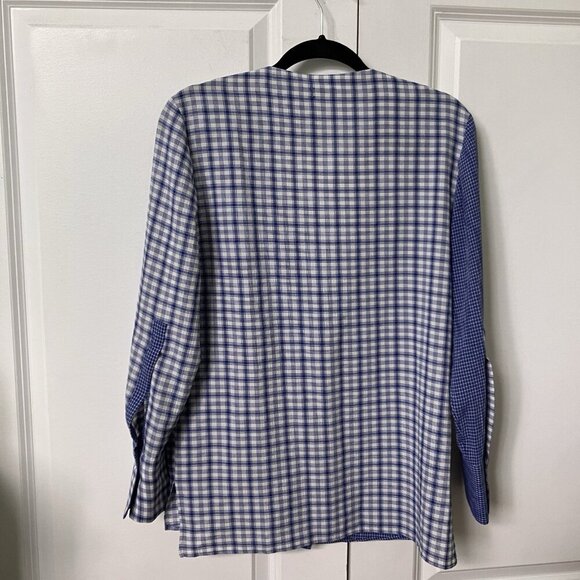 Mango Blouse Womens 4 Combined Checkered Asymmetrical Suit Top Plaid Patchwork - Picture 3 of 6